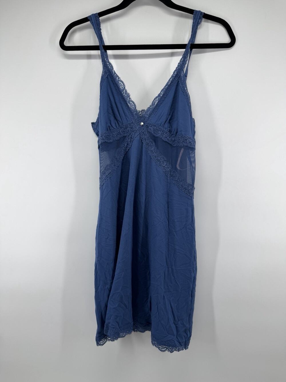 Adore Me NEW Primrose Slip DressS Blue Lace Mesh Coquette Romantic Boudoir y2k